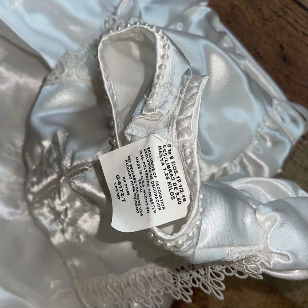 White Holy Communion Dress Tulle Flared Skirt cross Beads vintage - Picture 5 of 7